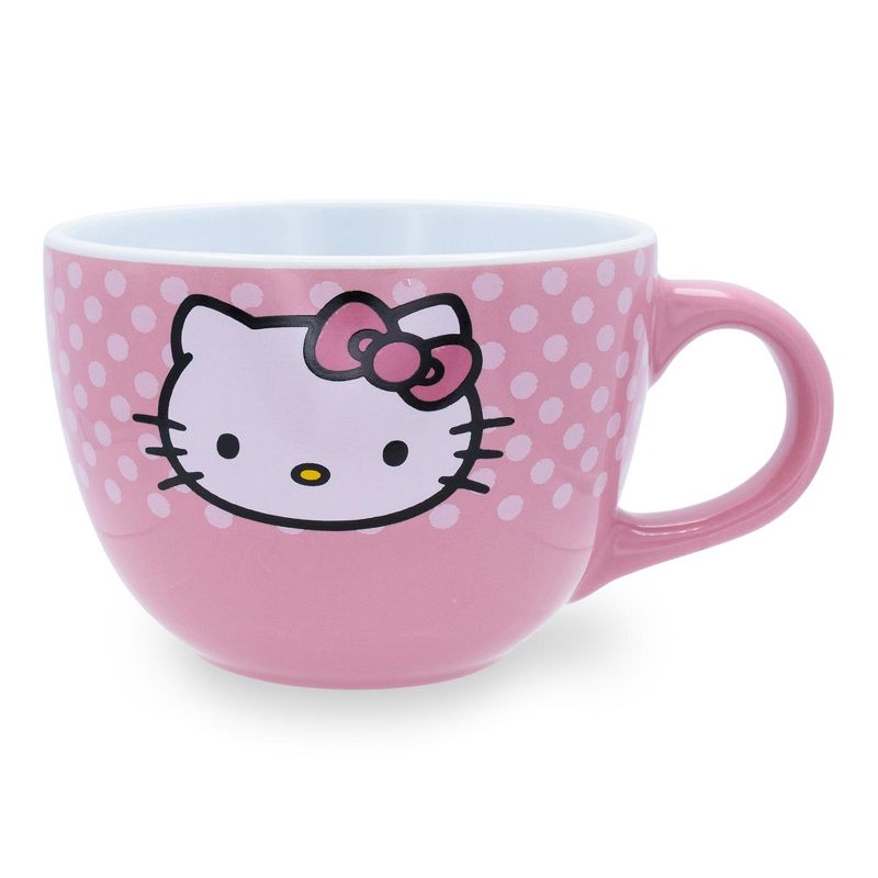 Silver Buffalo Sanrio Hello Kitty Pink Polka Dots Ceramic Soup Mug | Holds 24 Ounces, 1 of 7