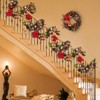 6ft Christmas Wreath with Lights - Battery Operated Artificial Vine, Classic Red & Gold Decor, Pre-Lit for Staircase & Fireplace Decorations - 2 of 4