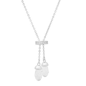 Sterling Silver Adjustable Tassel CZ Lariat Y Necklace - 1 of 2