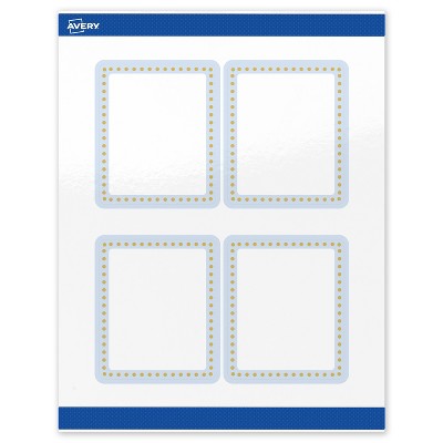 Avery 4" x 3-1/3" Labels, Gold Dots with Blue Border, 40 ct