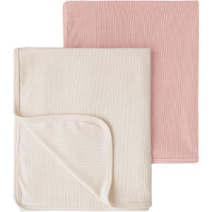 LISM 33x42 Inch Cozy Baby Blanket, 2 Pack Soft Ribbed Swaddle Receiving Blankets - 1 of 4