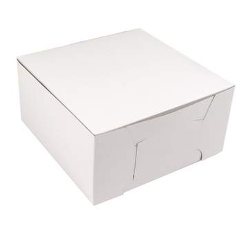O'Creme One Piece White Cake Box, 8" x 8" x 4" High, Pack of 100