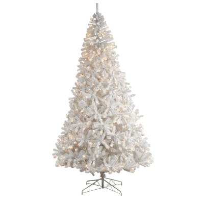 Nearly Natural 10-ft White Artificial Christmas Tree with 2200 Bendable Branches and 800 LED Lights
