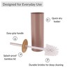 Evideco French Home Goods Metal Toilet Brush and Holder Set With Bamboo Lid - 4 of 4