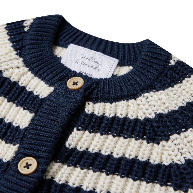 Stellou & Friends 100% Cotton Chunky Ribbed Knitted Cardigan for Boys & Girls Ages 0-6 Years, 2 of 4