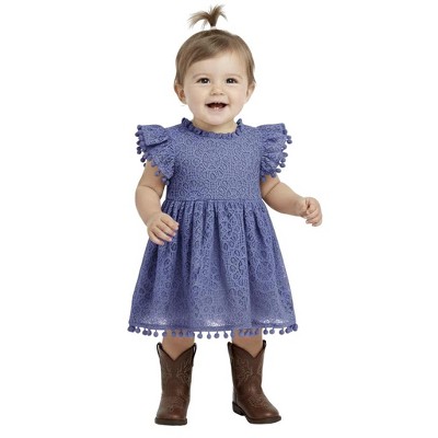2Bunnies Lace Pom Pom Trim Baby Girl Dress
