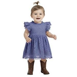 2Bunnies Lace Pom Pom Trim Baby Girl Dress - 1 of 4