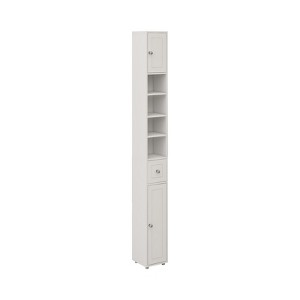 VYNXARIA 71" Tall Slim Storage Cabinet with Adjustable Shelves and Drawer for Bathroom and More - White - 1 of 4