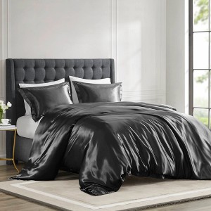 4 Pcs Stylish Solid Comforter Set,All Season Home Textile Cozy Bedding Set fits Lux Bedroom Decor,Matching Shams - 1 of 4