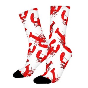 Watercolor Lobster Women Printed Crew Socks Funny Funky Socks Soft Polyester Novelty Gifts for Artists Men - 1 of 1
