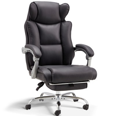 Rbied Ergonomic Office Chair Home Desk Chair with Retractable Footrest and Adjustable Backrest, Reclining Office Chair with Linkage Armrest