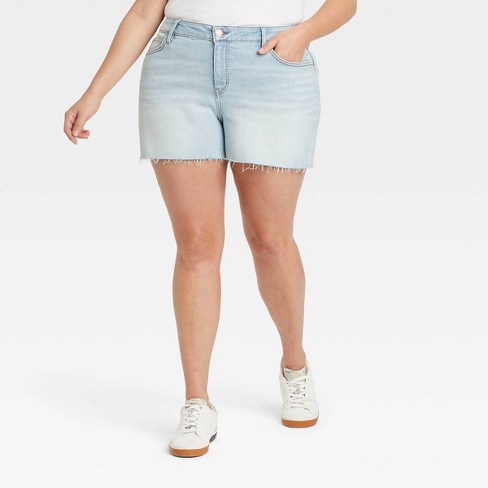 Women's Plus Size Mid-rise Jean Shorts - Ava & Viv™ Light Wash 30w : Target