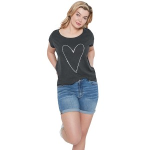 ellos Plus Size Graphic Scoop Neck Tee - 1 of 4