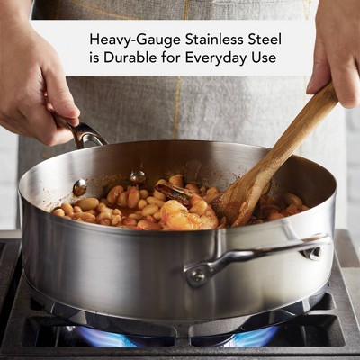 4.5-Quart Brushed Stainless Steel Induction Saute Pan with Lid