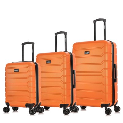 InUSA Trend Lightweight Hardside Checked Spinner 3pc Luggage Set - Orange