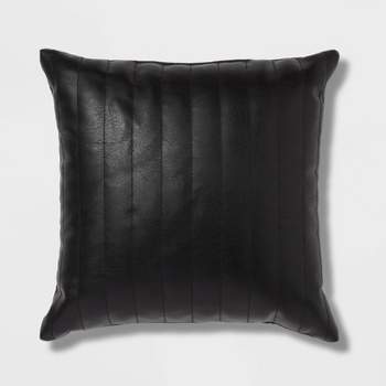 Square Faux Leather Channel Stitch Decorative Throw Pillow - Threshold™