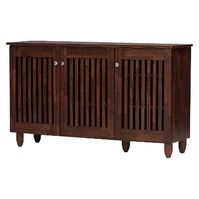 LivingFusion Bowen 3 Door Rattan Shoe Cabinet