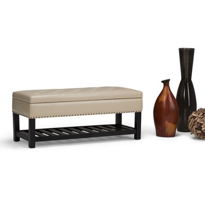 NicBex 43.7" Storage Bench Rectangle Storage Ottoman Bench with Open Bottom for Bedroom, Entryway