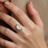 Anna-Kaci Women's White Jade Ring with Crystal Halo and Green Gemstone Accents - 4 of 4