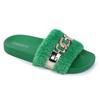 Womens Furry Slippers Open Toe House Casual Flat Slides Sandals Indoor Outdoor - image 3 of 4