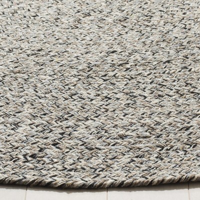 Handwoven Ivory Round Braided Wool-Cotton Rug, 3' Diameter