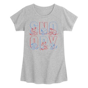 Girls' - Peanuts - Hockey Snoopy Fitted Short Sleeve Graphic T-Shirt - 1 of 4