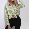 Women's Long Sleeve Shirt Casual Lapel Collar Button Down Blouse - 3 of 4