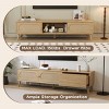 Boho TV Stand for 80 Inch TVs, Rattan Entertainment Center with Storage Cabinets and Drawer, Modern Console with Solid Legs-The Pop Home - 3 of 4