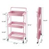 Fortune Candy Foldable 3-Tier Rolling Utility Cart, No-Assembly Multipurpose Storage Organizer with Handle for Home or Office - 3 of 4