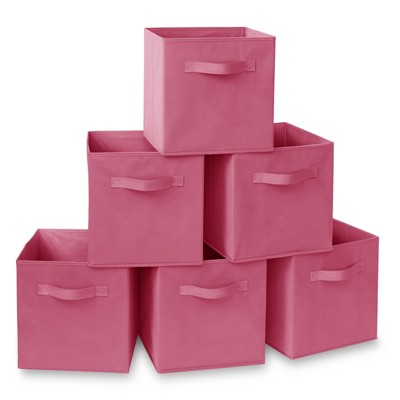 Casafield Set Of 6 Collapsible Fabric Storage Cube Bins, Hot Pink - 11 ...