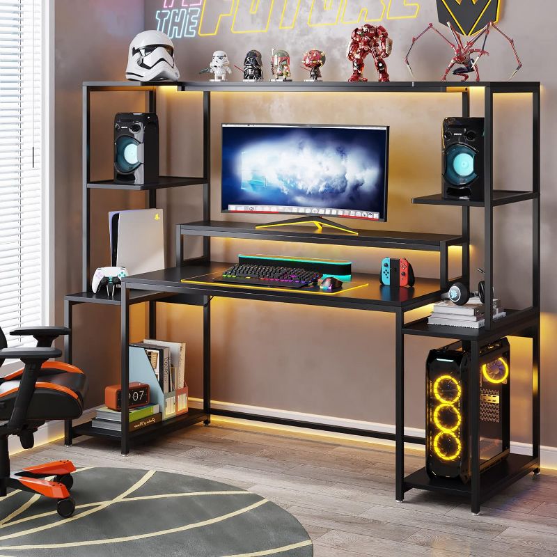 Tribesigns 70 -inch Computer Desk with Hutch and Shelf, Modern Large Gaming Desk with Monitor Stand, Gamer Table Workstation for Home Office, 5 of 9