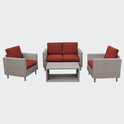 Tybee 4pc Seating Set - Red - Leisure Made