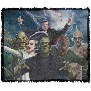 Universal Monsters Monsters Group Blanket 50"x60" Woven Tapestry - 1 of 4