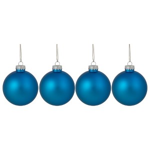 Northlight Matte Finish Glass Christmas Ball Ornaments - 3.25" (80mm) - Blue - 8ct - 1 of 4