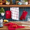 KITCHENAID Quilted Cotton Terry Cloth Oven Mitt, Pot Holder, Kitchen Towel 4-Pack Set, Silicone Grip, Passion Red, 16"x26", 7"x13" & 7"x10" - 3 of 4