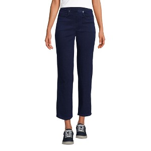 Lands' End Women's Starfish High Rise Knit Denim Straight Crop Jeans - 1 of 4