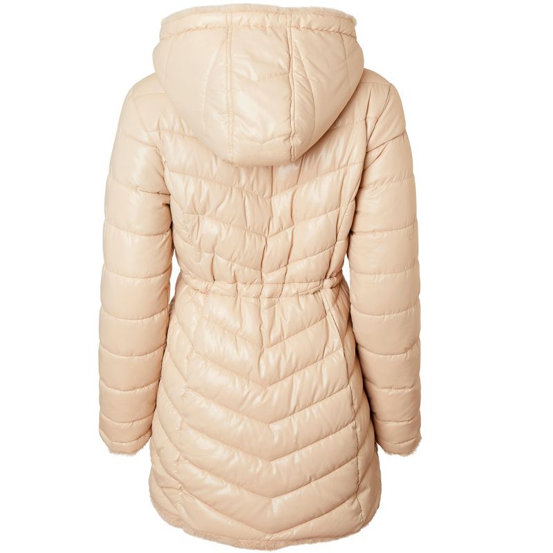 Sportoli Womens Winter Coat Reversible Faux Fur Lined Quilted Puffer Jacket, 2 of 7