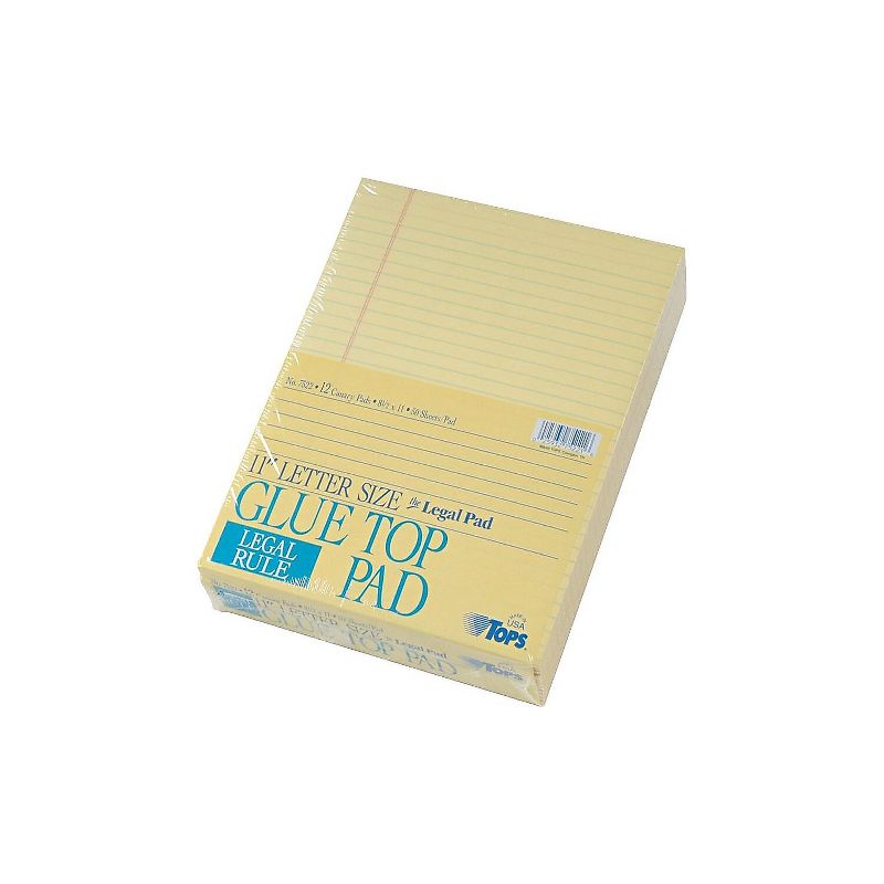 Tops The Legal Pad Glue Top Pads Legal/Wide 8 1/2 x 11 Canary 50 Sheets Dozen 7522, 2 of 7