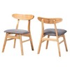 Baxton Studio 2pc Ulyana Fabric and Wood Dining Chair Set Gray/Natural Brown: Polyester Upholstery, Rubberwood Frame, Spot Clean - 2 of 4