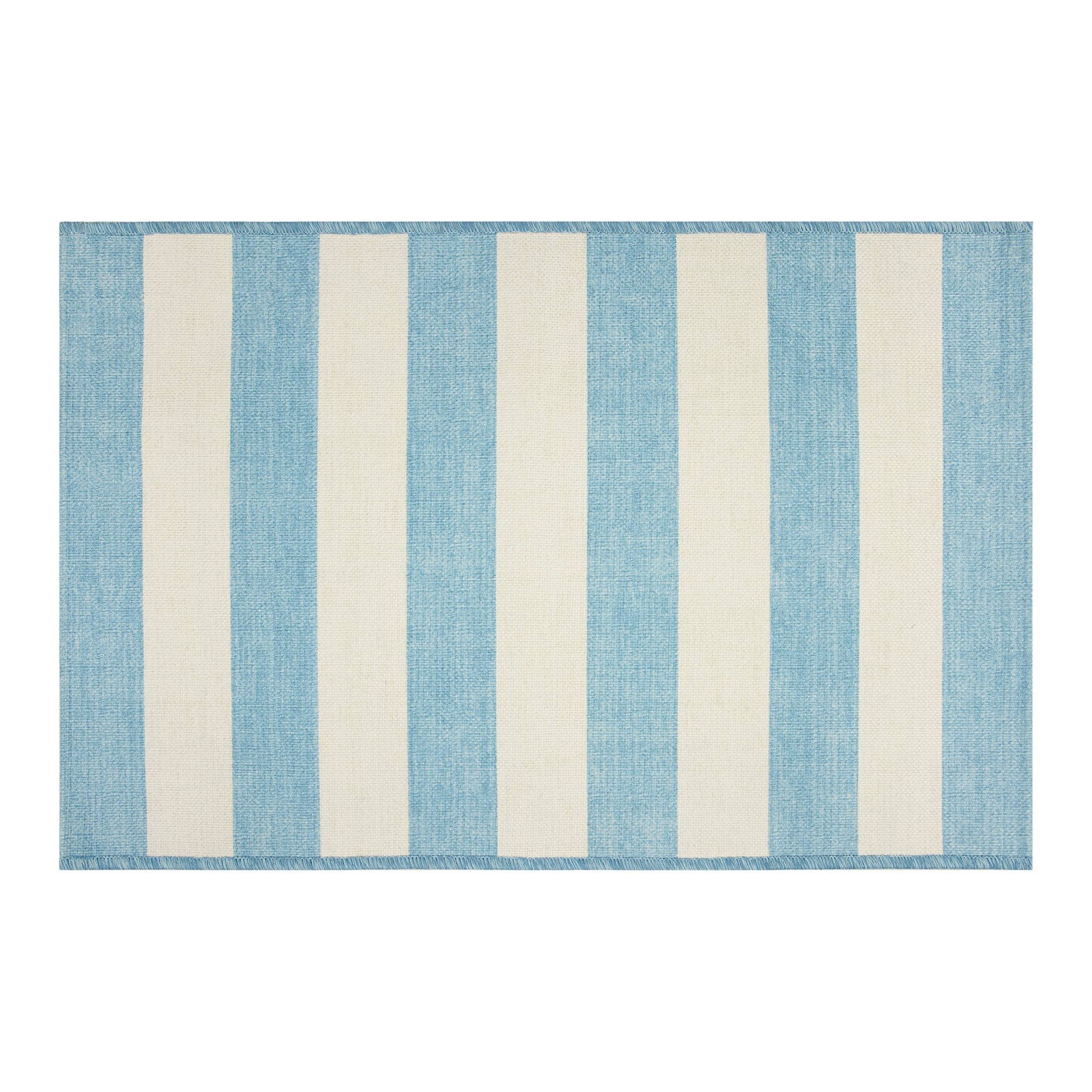 24"x36" Boxwood Cabana Striped Accent Rug Blue/White
