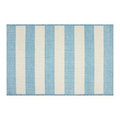24"x36" Boxwood Cabana Striped Accent Rug Blue/White