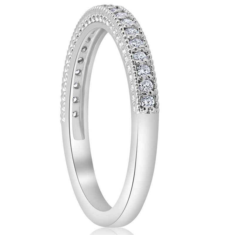 Pompeii3 1/5ct Vintage Diamond Wedding Ring Stackable Anniversary Band 14k White Gold, 3 of 6