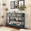 ORRD 43.3” Farmhouse Sofa Table with 3 Drawers & 2 Shelves, Entryway Console Table with Rattan Design, Adjustable Shelf & Anti-Tip Strap - 2 of 4