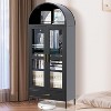 73" Arched Metal Storage Cabinet, Adjustable Shelves & Drawer Option, Bookcase Storage Organizer with Glass Doors ,Cold-Rolled Steel - 3 of 4