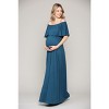 Hello Miz Women's Off Shoulder Ruffle Maternity Maxi Dress - 2 of 4