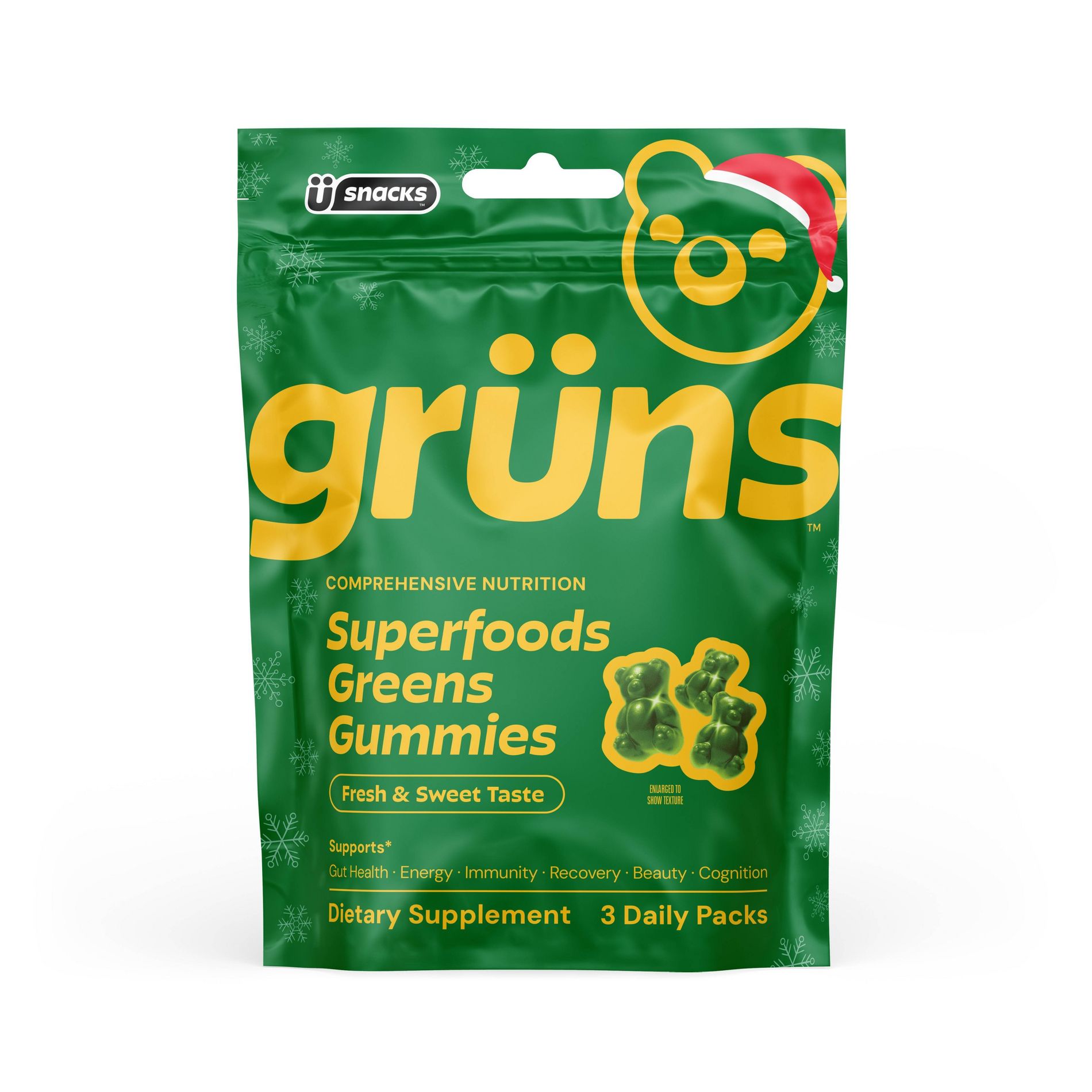 Gruns Adult Superfoods Greens Gummies Holiday 3 Pack - 24ct