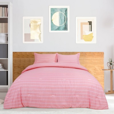 3pc Stripe Comforter Sets Duvet Bed Sets with 2 Piece Pillow Shams