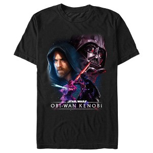 Men's Star Wars: Obi-Wan Kenobi Darth Vader Vs. Kenobi Cartoon Standoff T-Shirt - 1 of 4