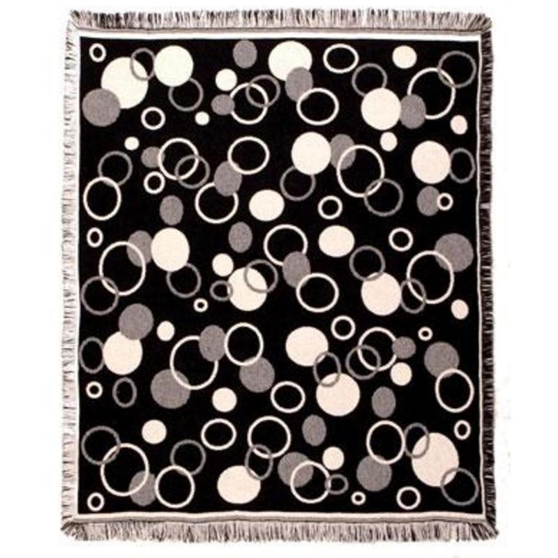 Simply Home Cobalt Blue and White Circle Afghan Throw Blanket 50" x 60", 1 of 2