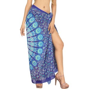 HAPPY BAY Women's Pareo Bathingsuit Wraps Sarong One Size Lapis Mandala - 1 of 4